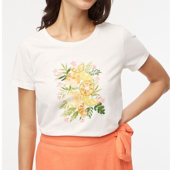 J.Crew Factory Sequin lemon graphic collector's tee size medium NWT - Picture 1 of 11